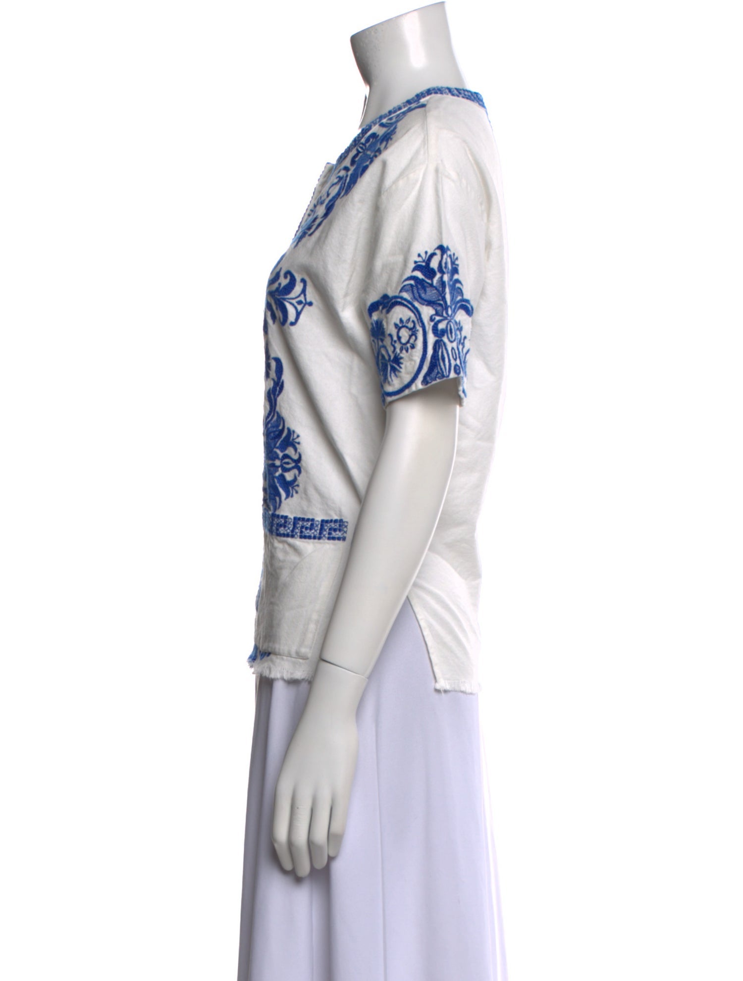 Warm Printed V-Neck Blouse