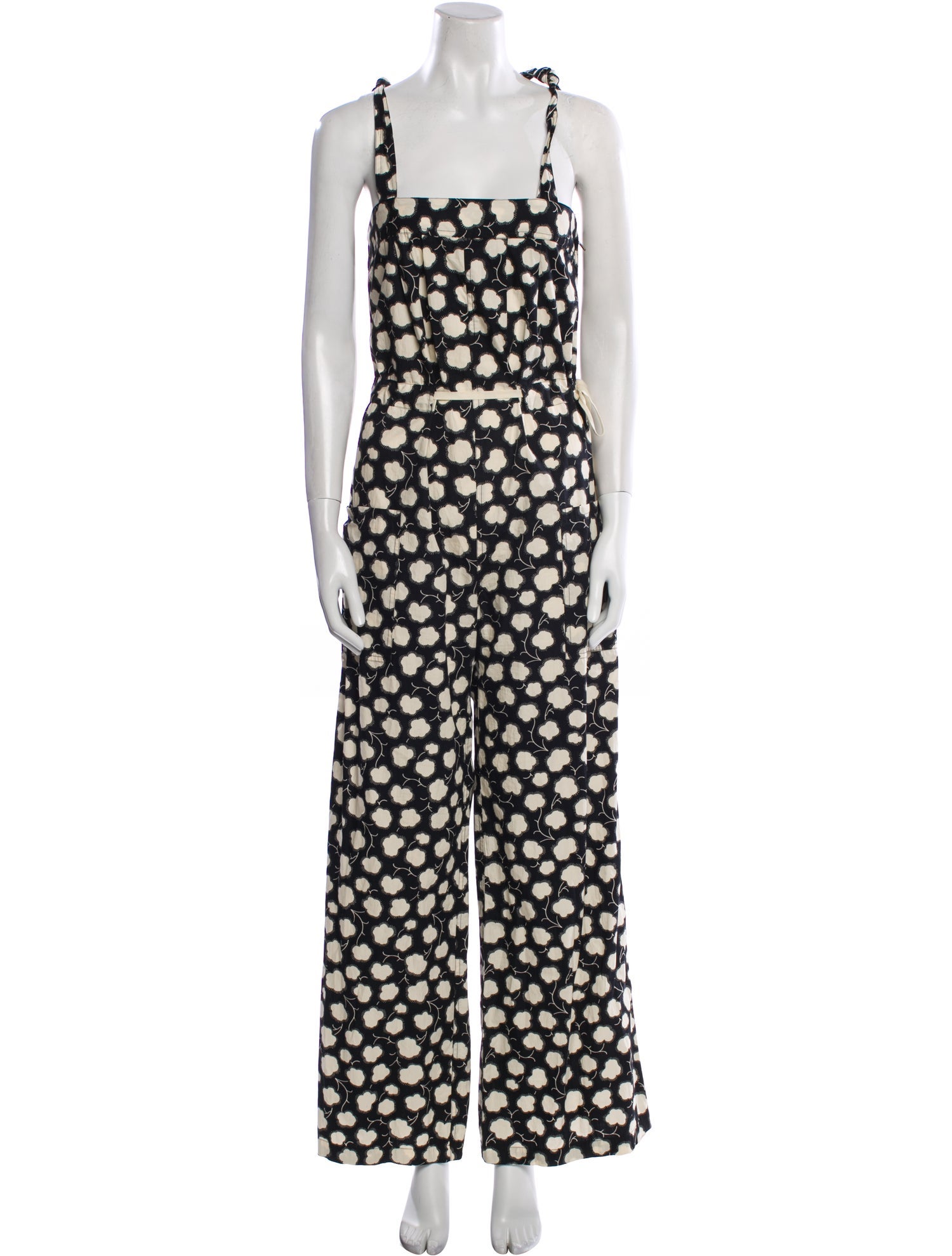 Warm Floral Print Square Neckline Jumpsuit