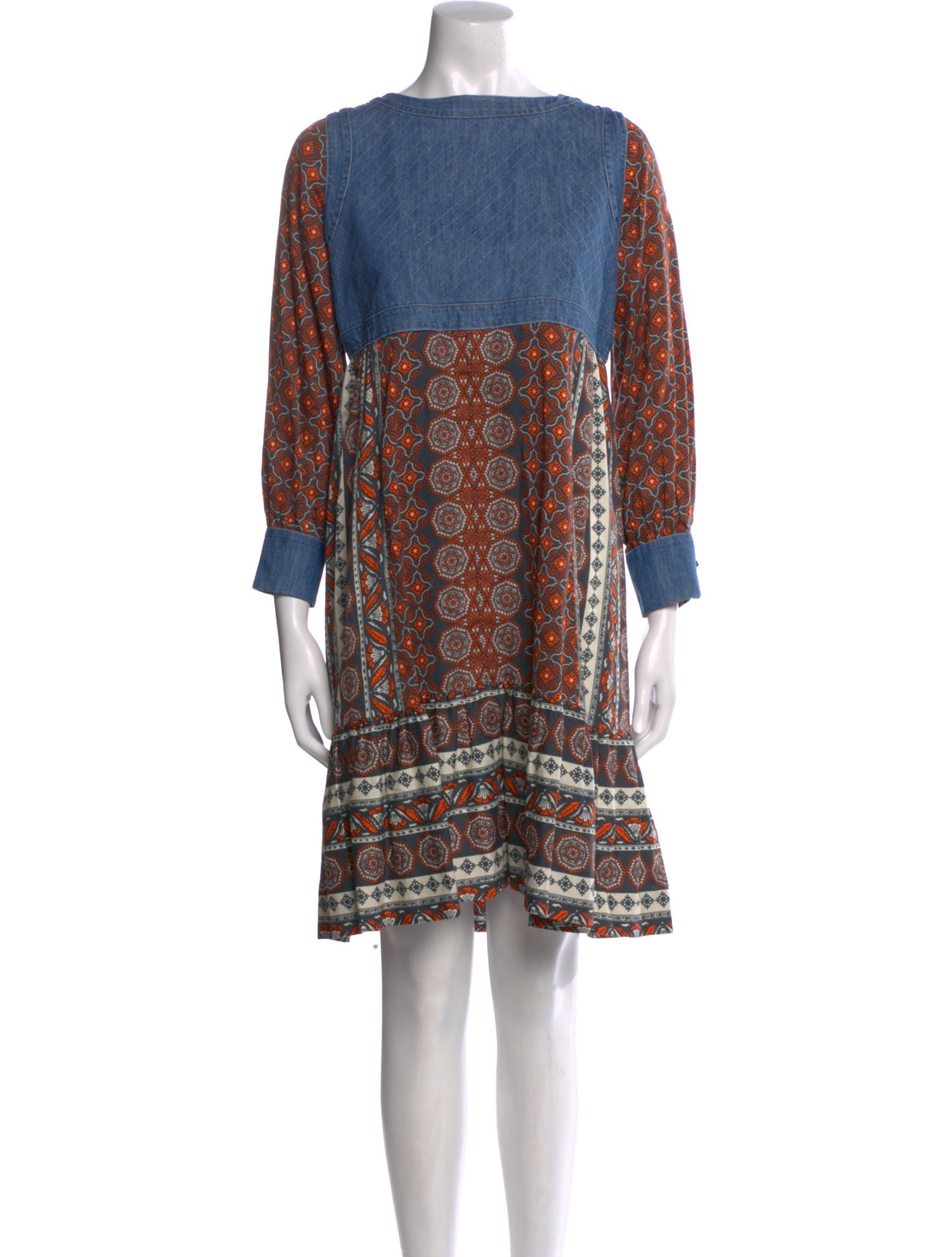 Warm Printed Knee-Length Dress