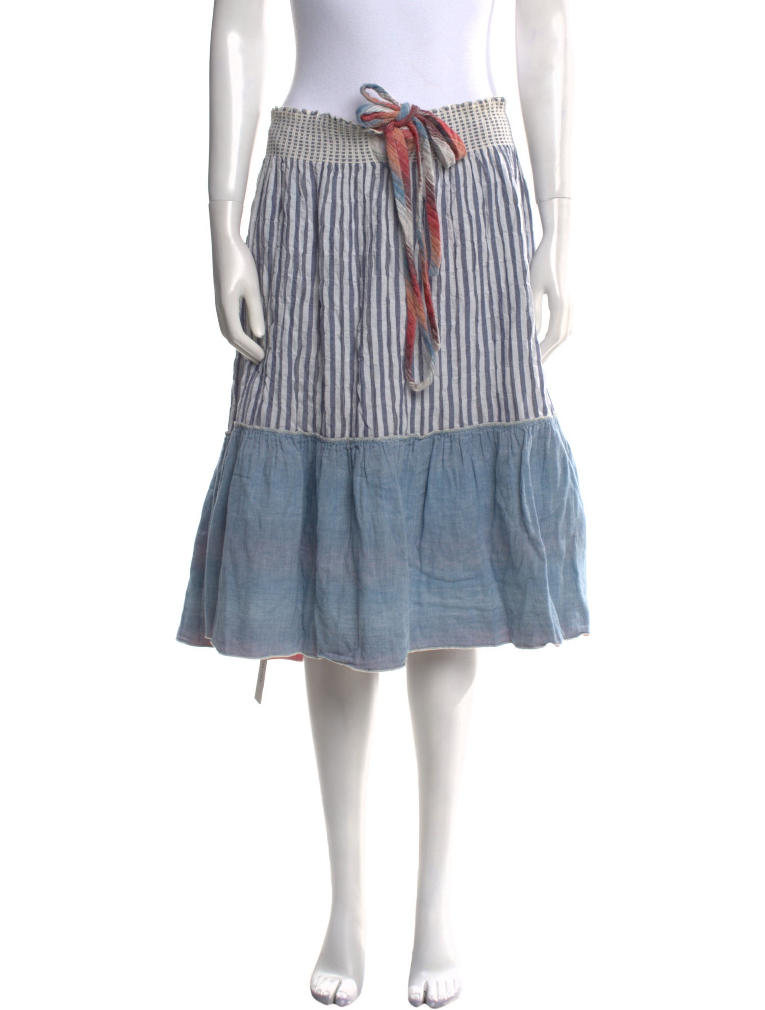 Warm Striped Knee-Length Skirt