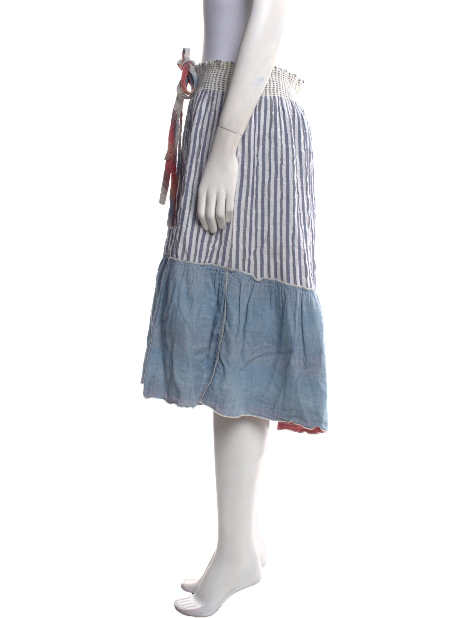 Warm Striped Knee-Length Skirt