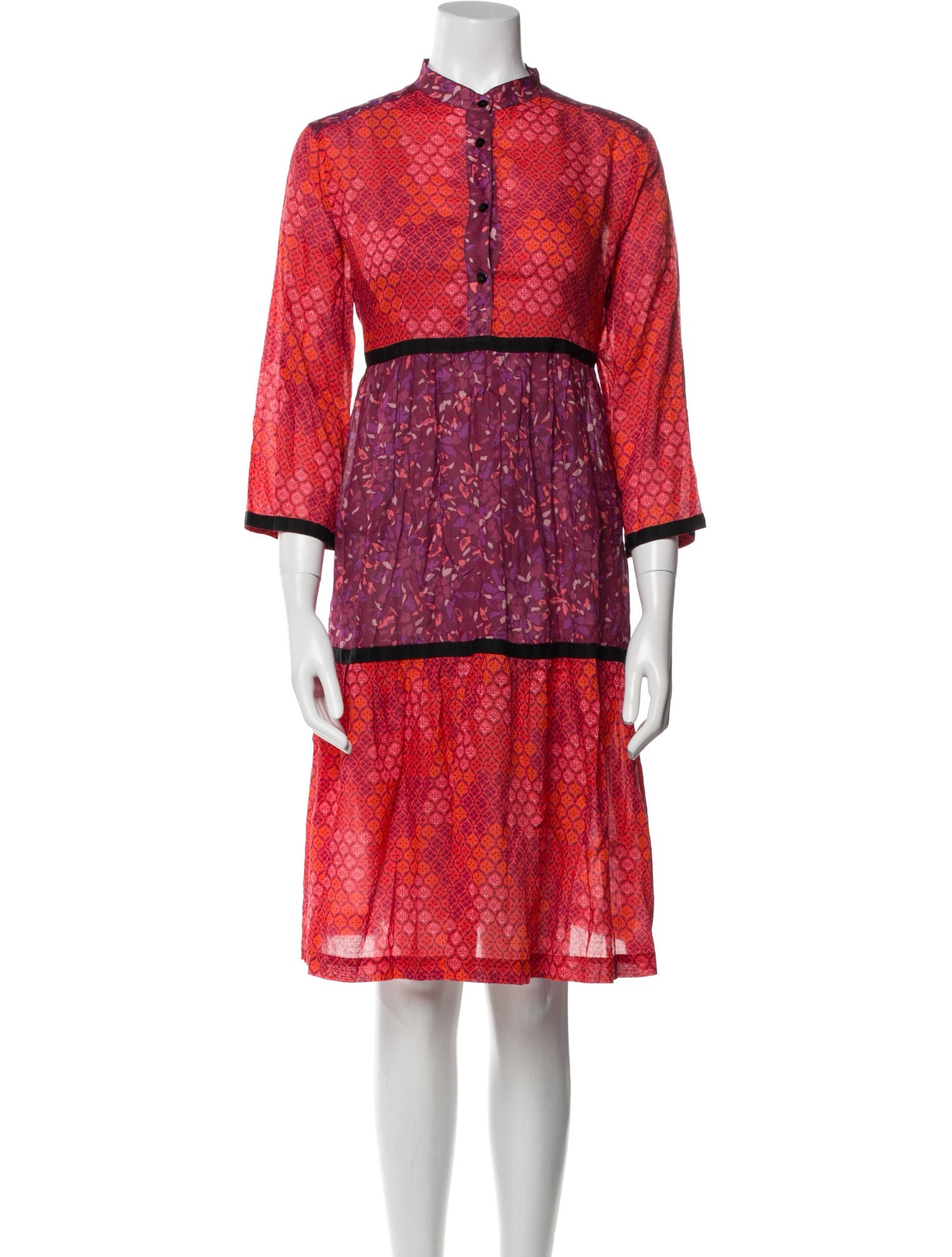 Warm Printed Knee-Length Dress