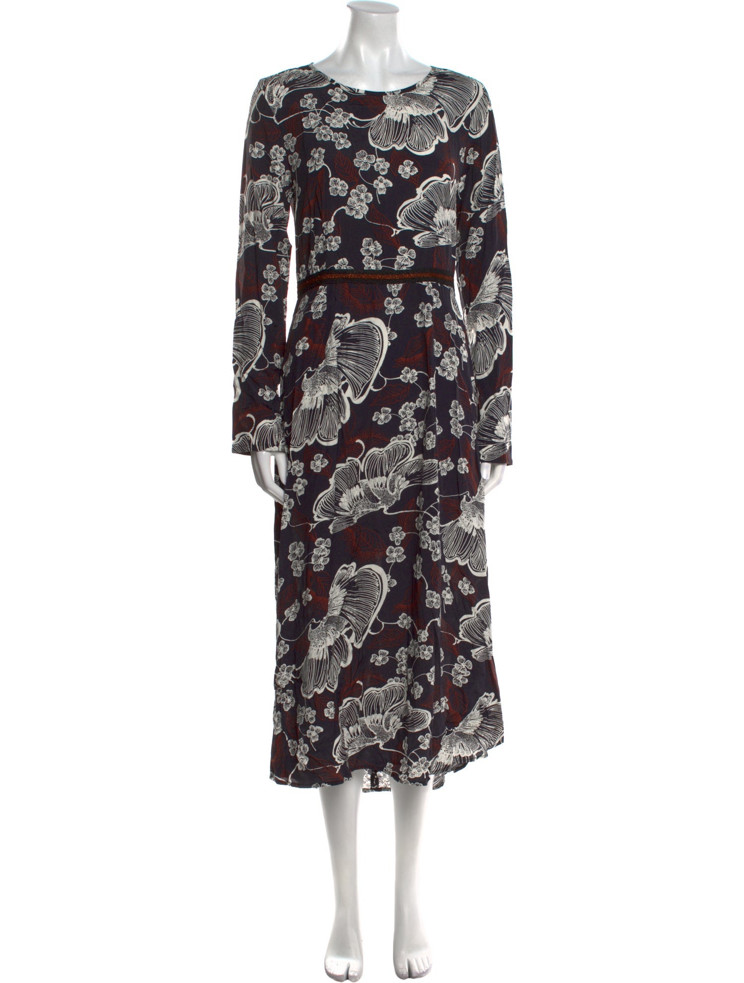 Warm Floral Print Long Dress