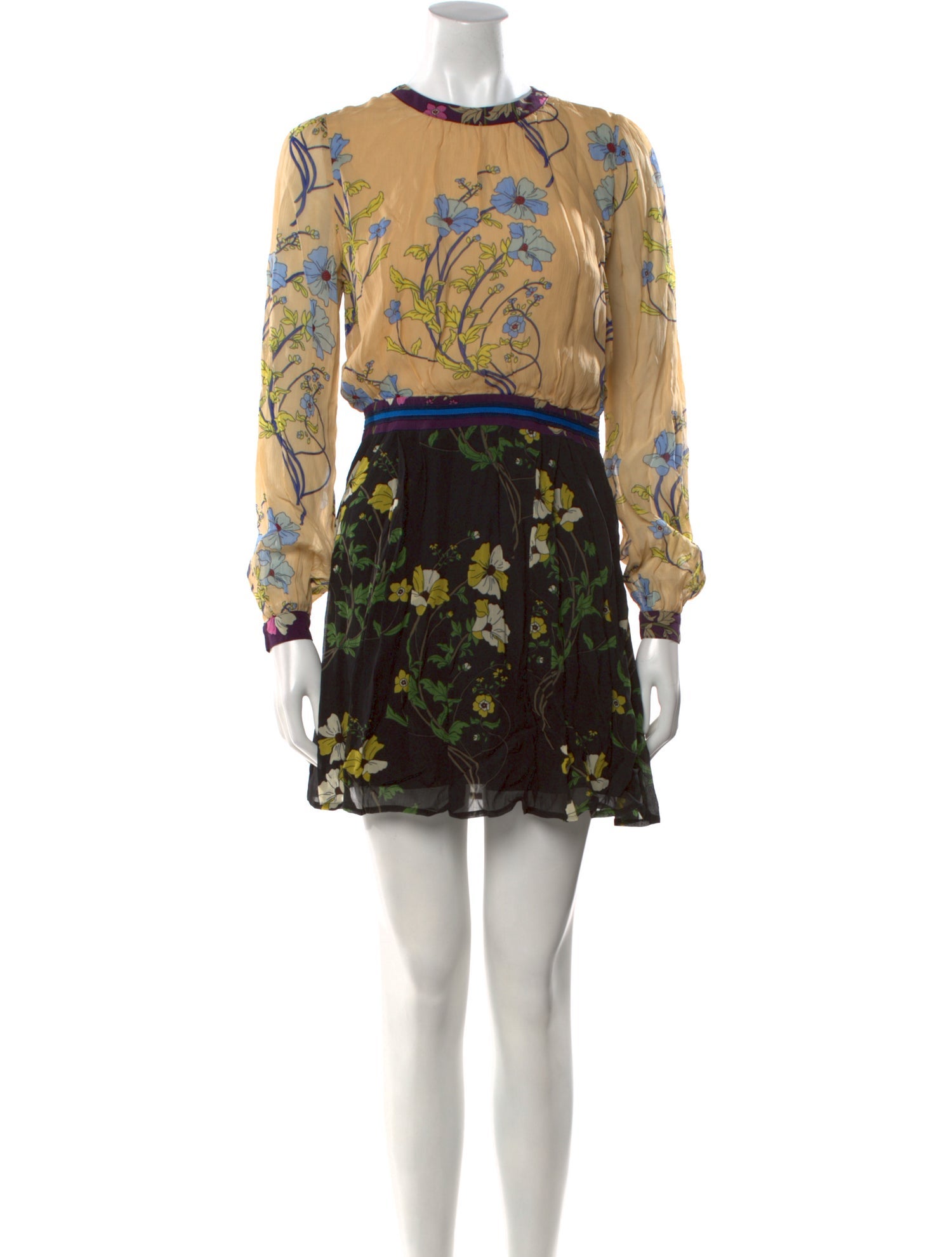 Warm Floral Print Mini Dress