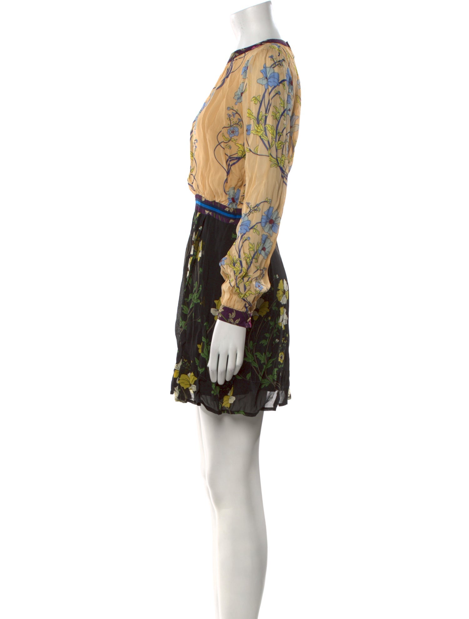 Warm Floral Print Mini Dress