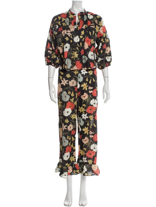 Warm Floral Print Pant Set