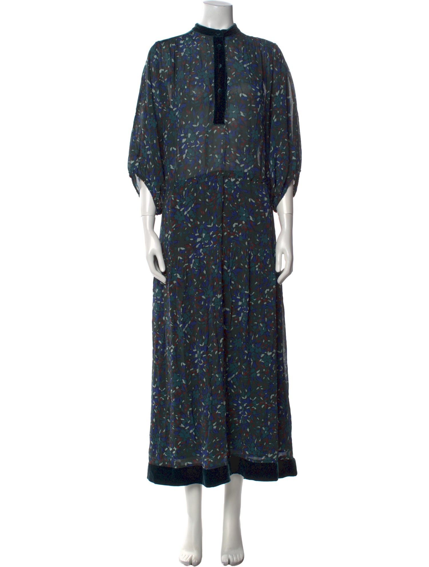 Warm Floral Print Long Dress