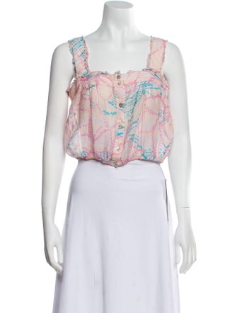 Warm Floral Print Square Neckline Crop Top