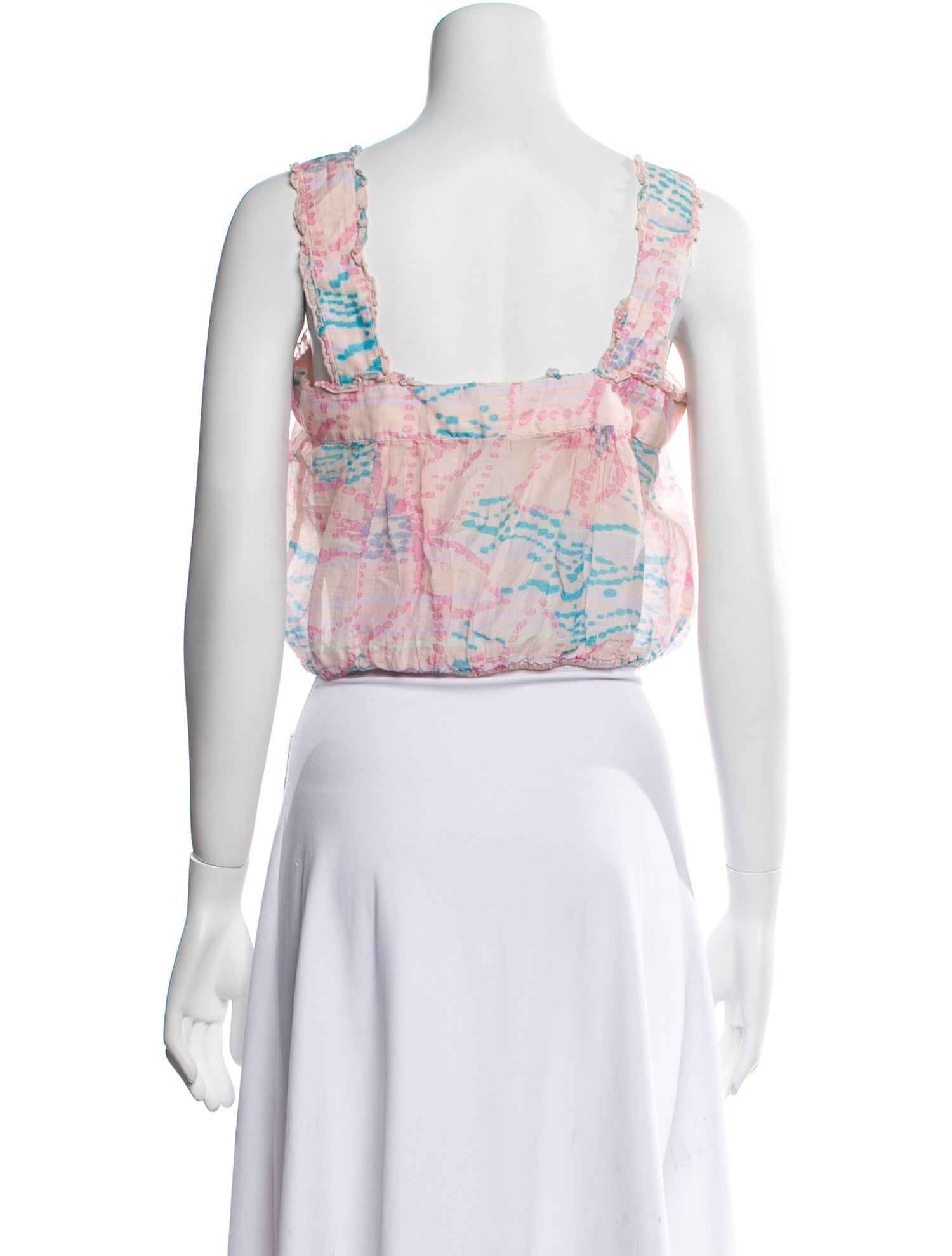 Warm Floral Print Square Neckline Crop Top