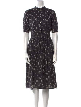 Warm Floral Print Midi Length Dress