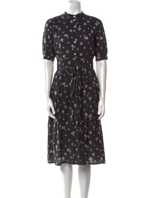 Warm Floral Print Midi Length Dress