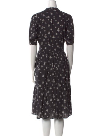 Warm Floral Print Midi Length Dress