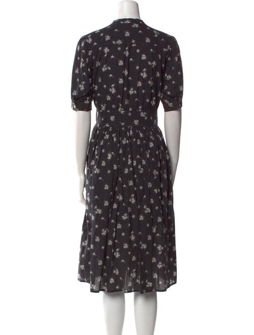 Warm Floral Print Midi Length Dress