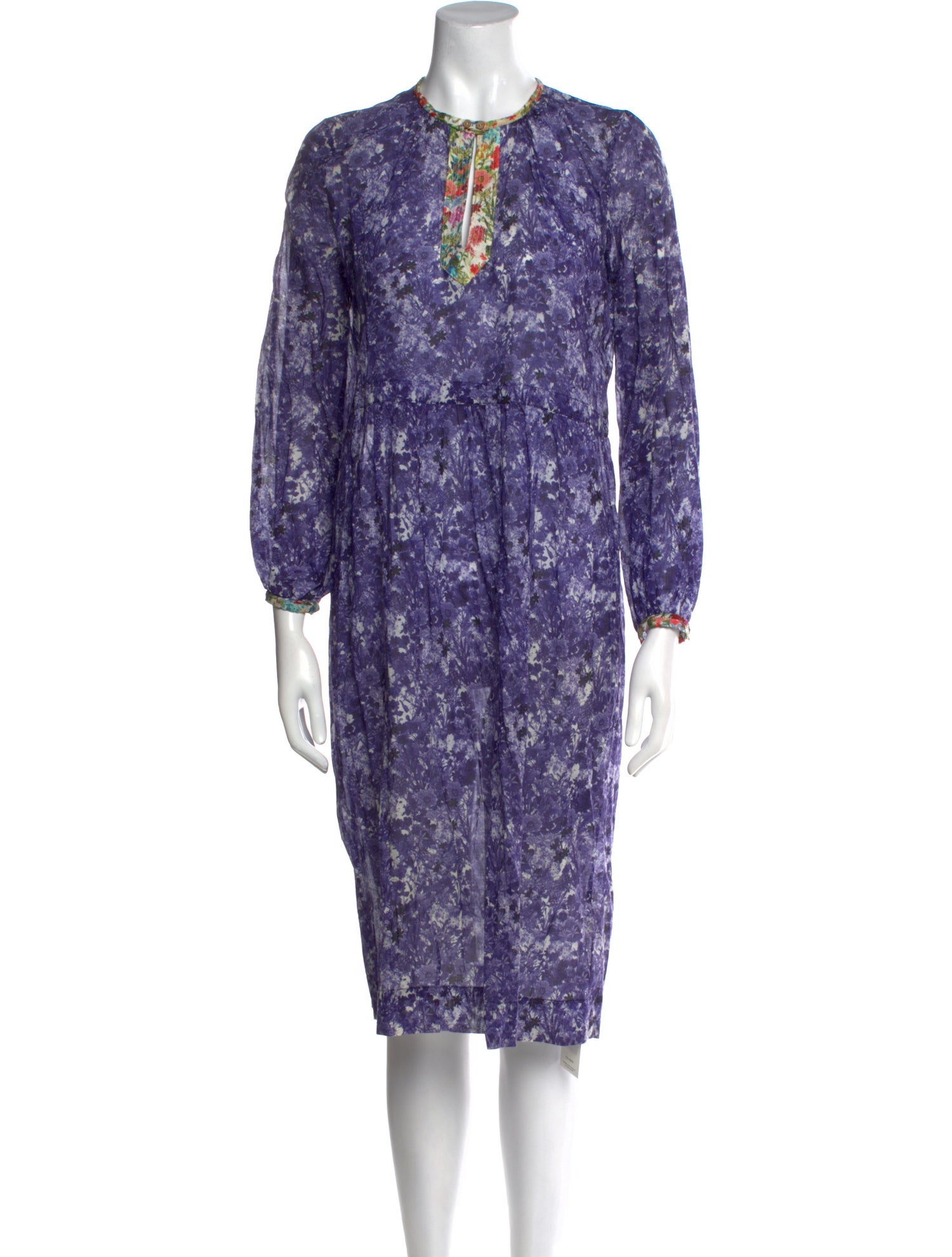 Warm Printed Midi Length Dress