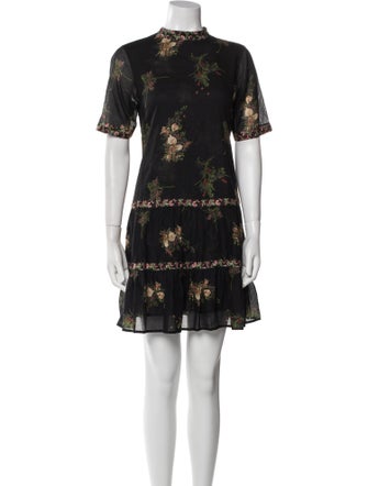Warm Floral Print Mini Dress