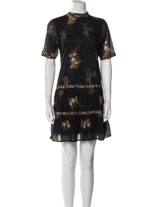 Warm Floral Print Mini Dress