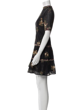 Warm Floral Print Mini Dress