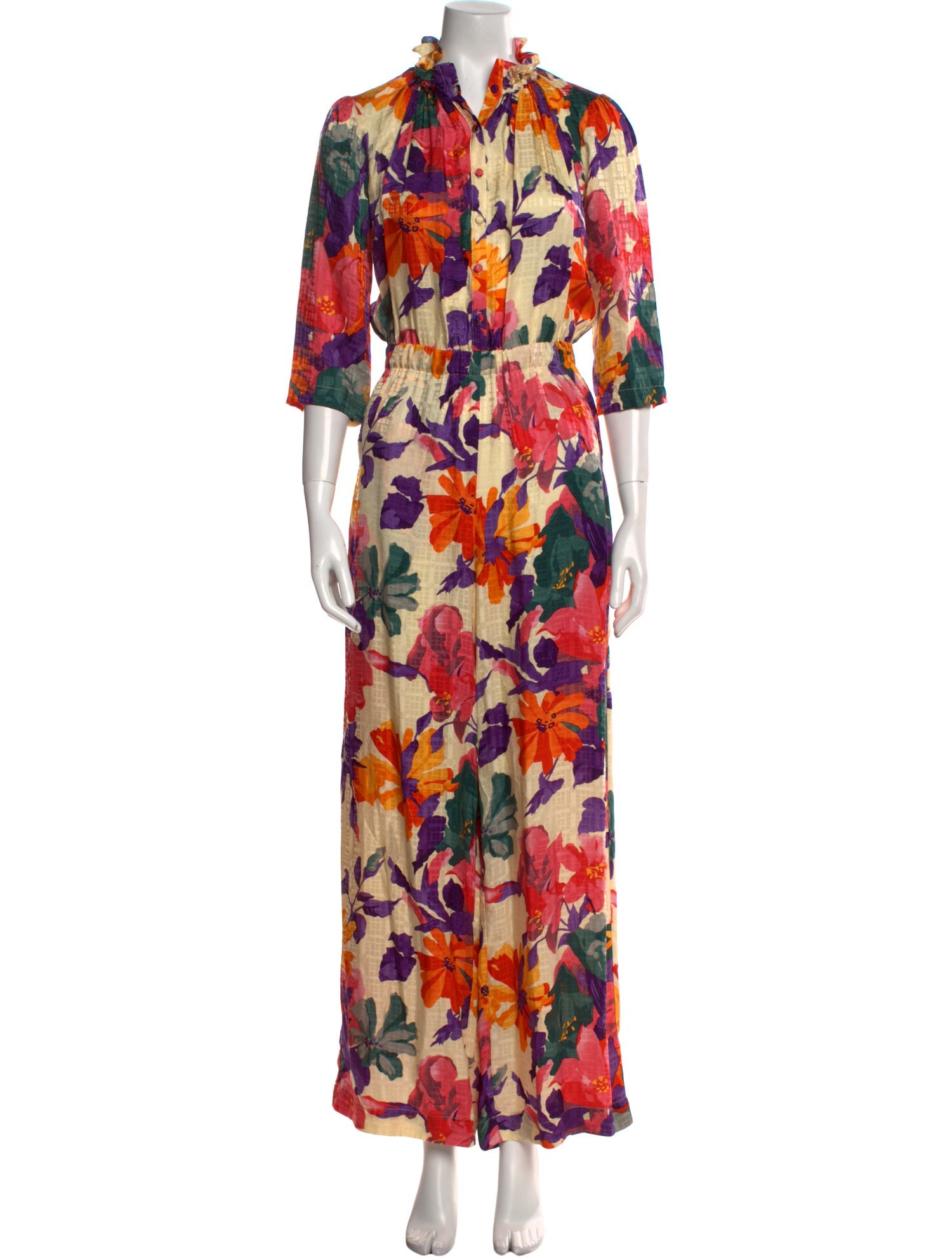 Warm Silk Floral Print Jumpsuit