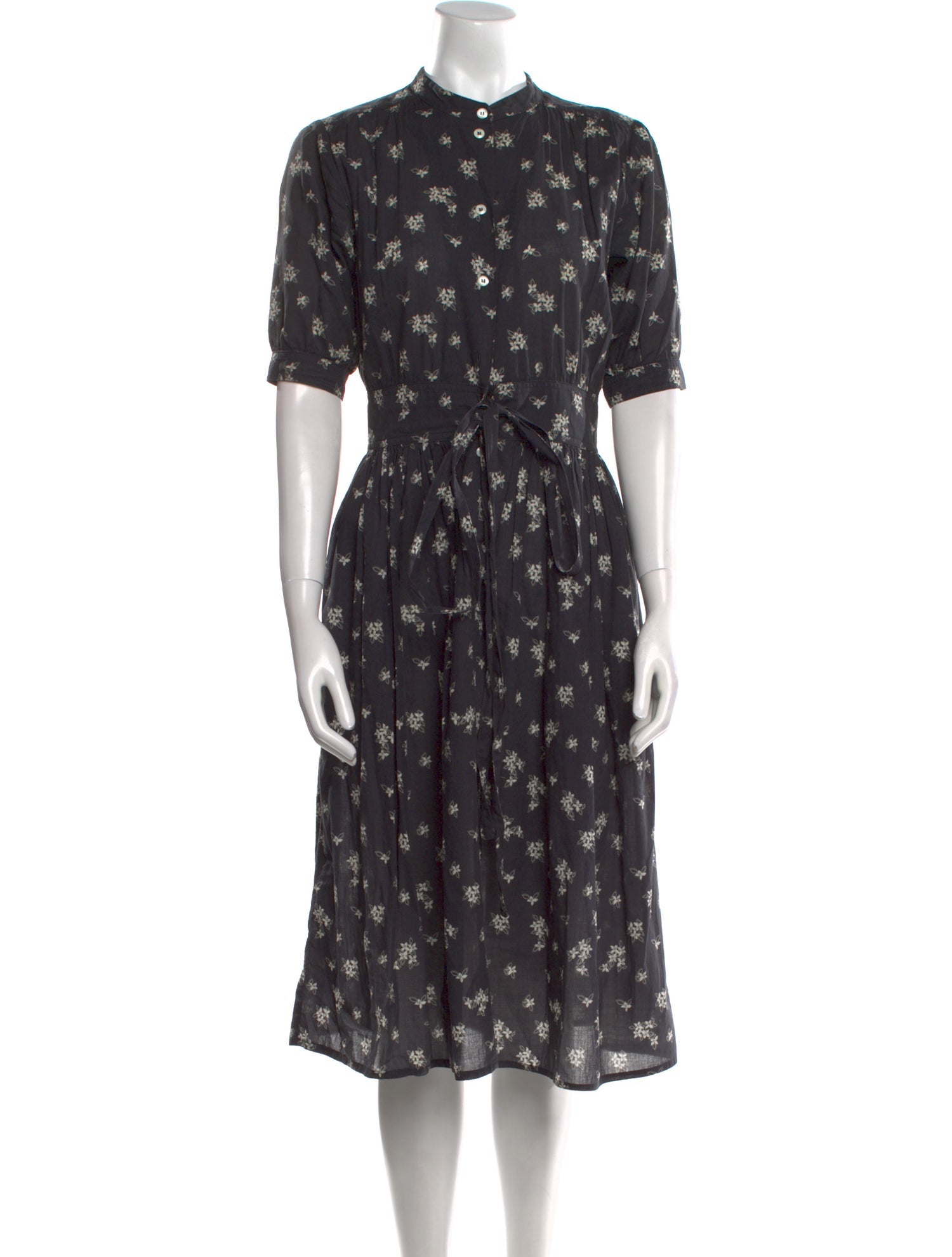 Warm Floral Print Midi Length Dress