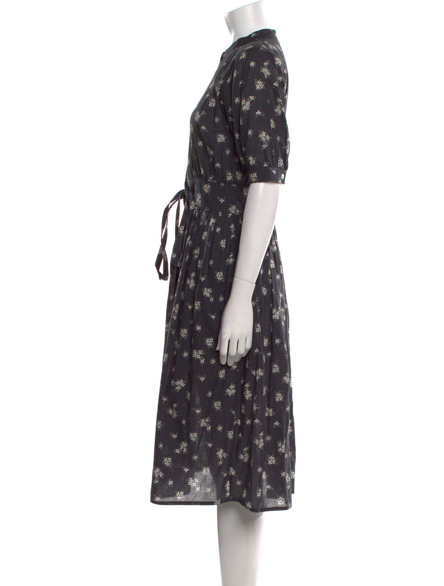 Warm Floral Print Midi Length Dress