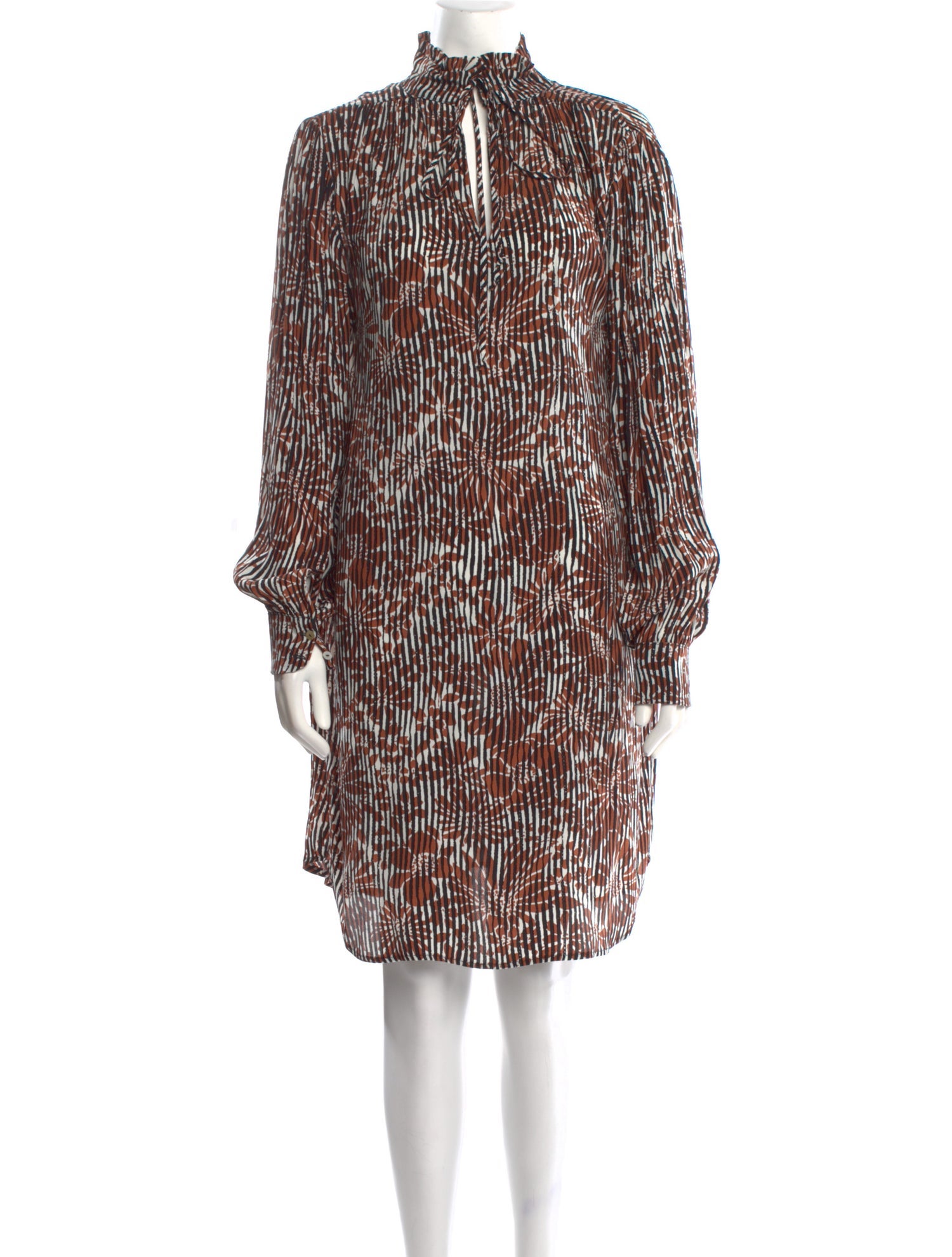 Warm Printed Knee-Length Dress