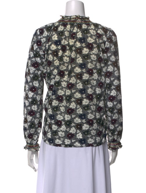 Warm Floral Print Mock Neck Blouse