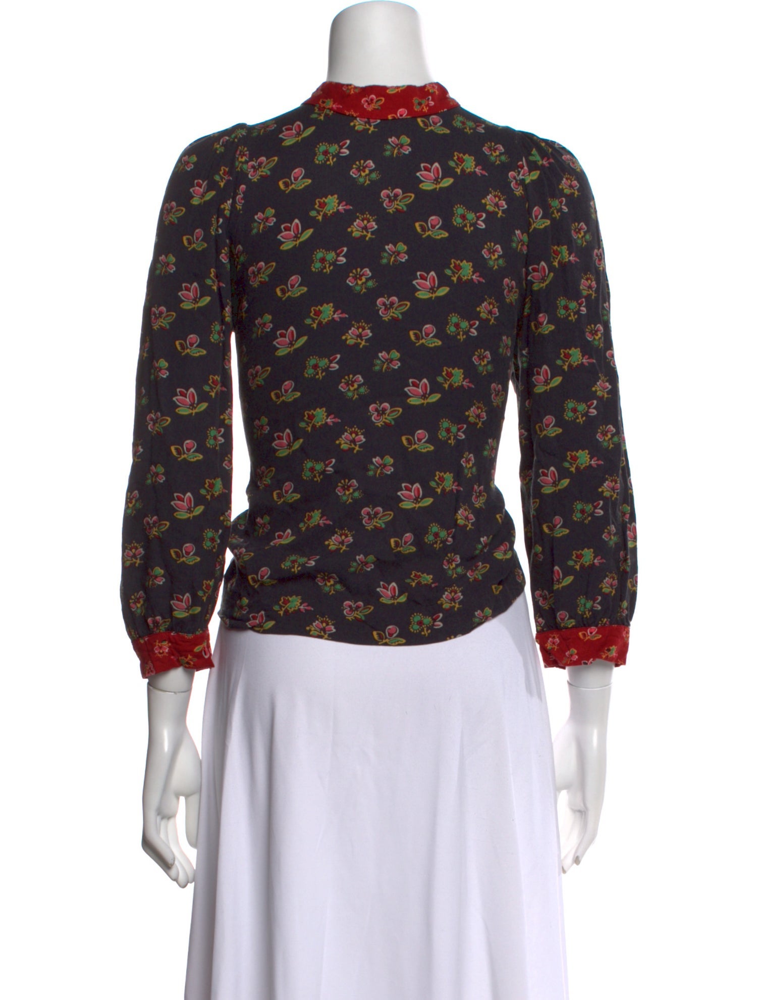 Warm Floral Print Mock Neck Top