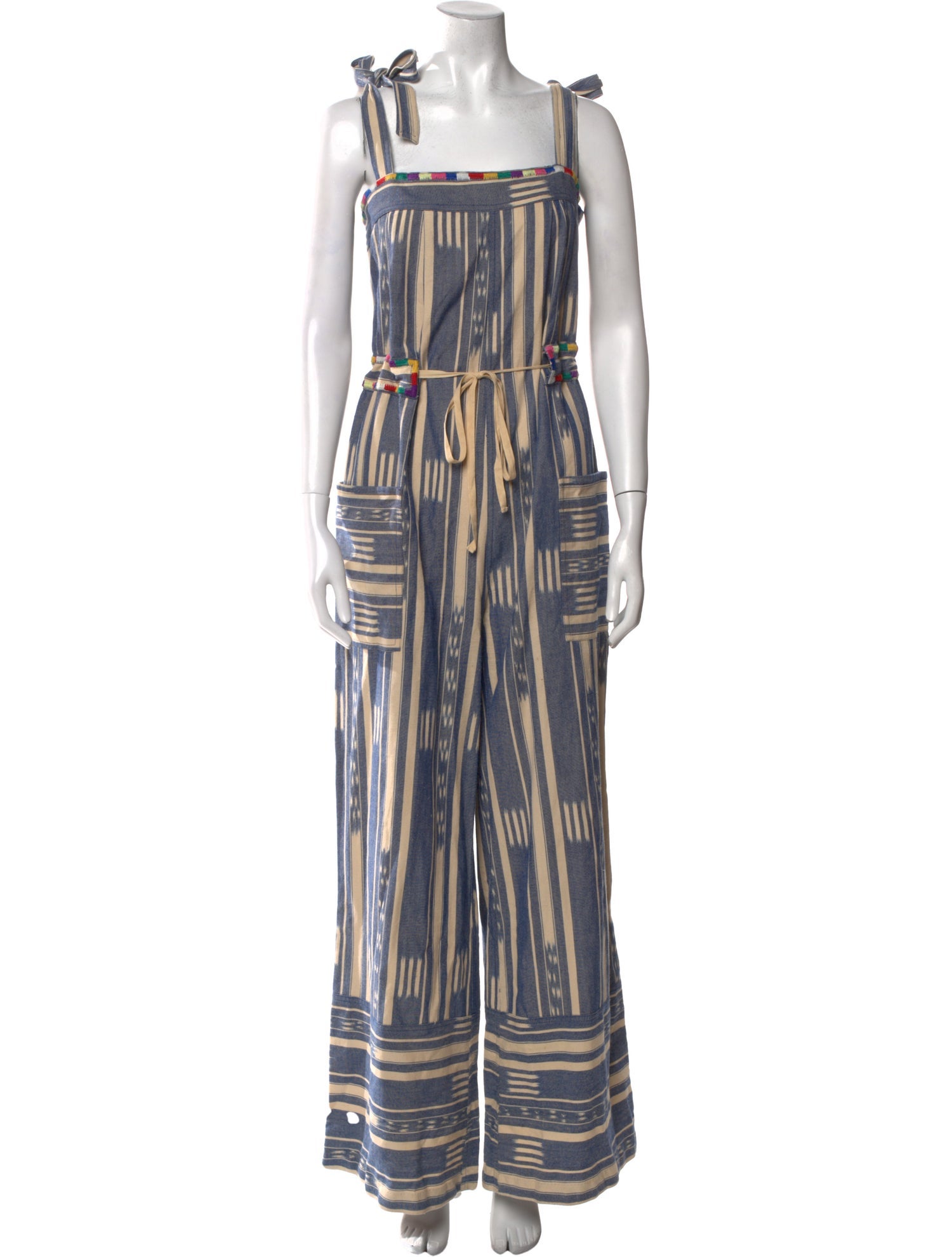 Warm Striped Square Neckline Jumpsuit