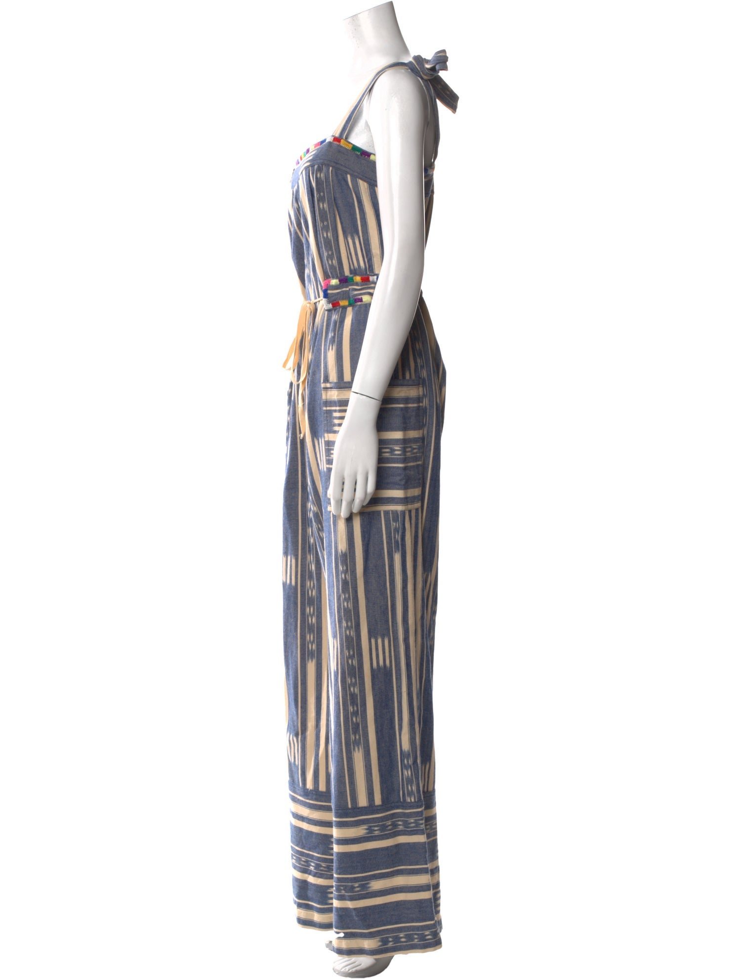 Warm Striped Square Neckline Jumpsuit