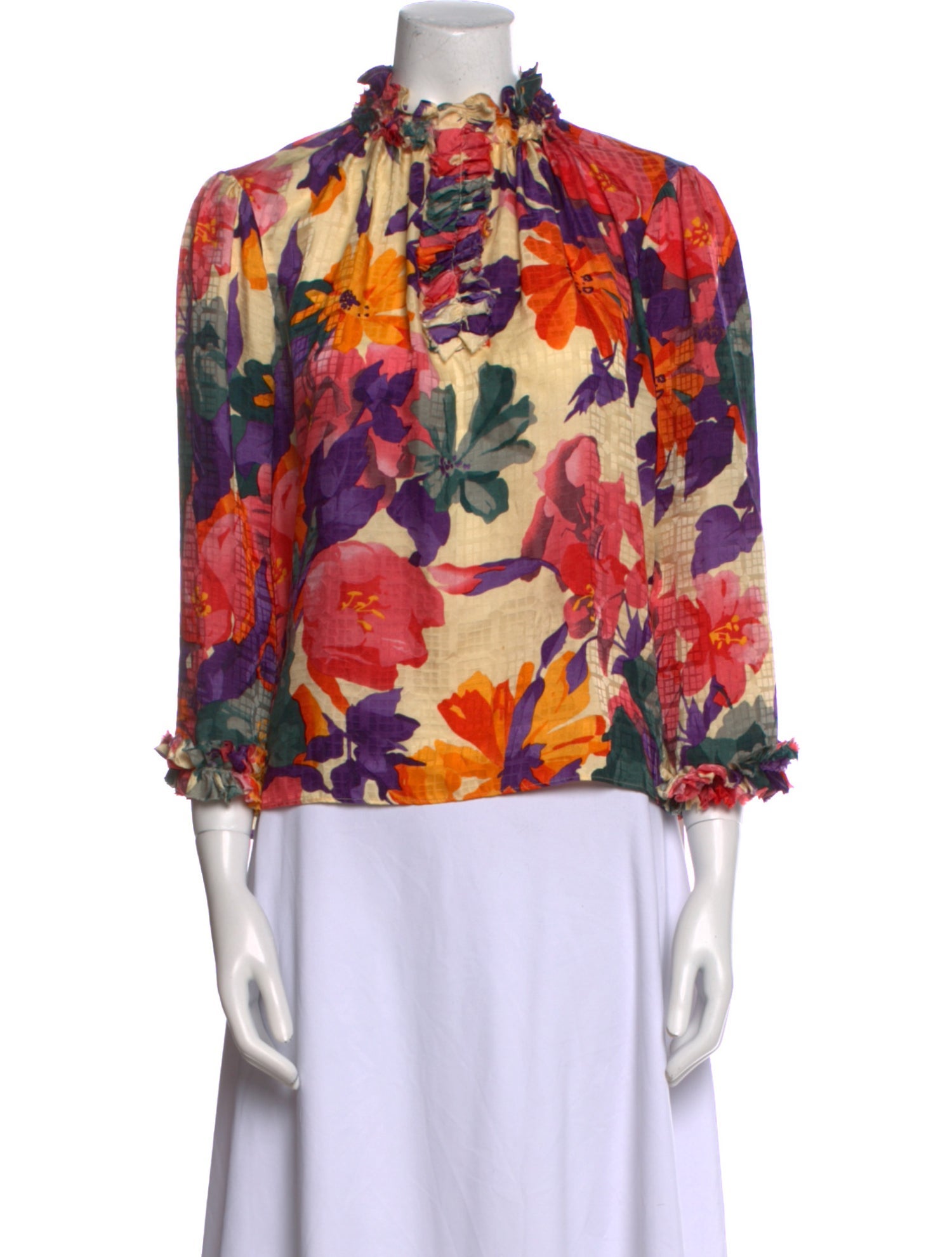 Warm Silk Floral Print Blouse