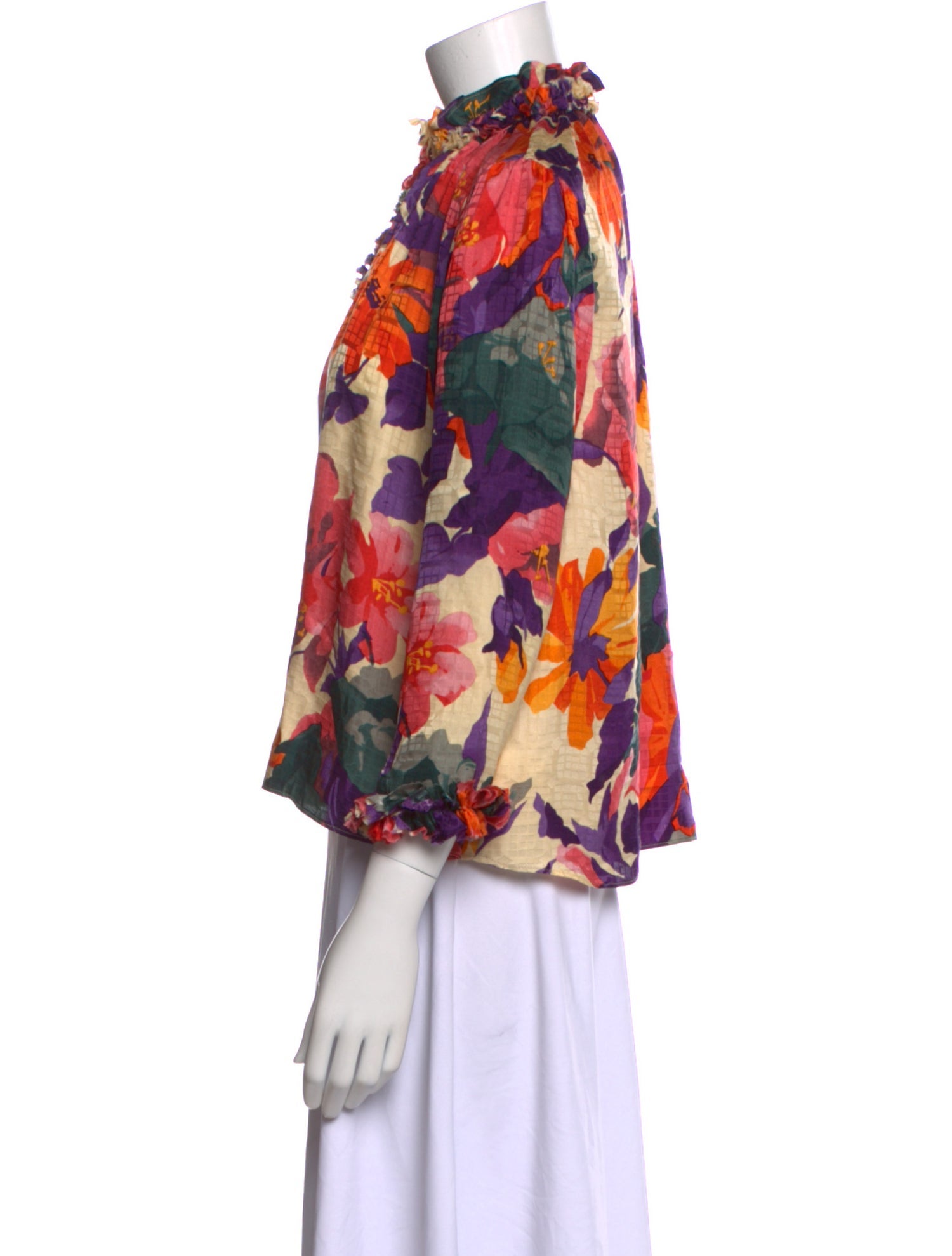 Warm Silk Floral Print Blouse
