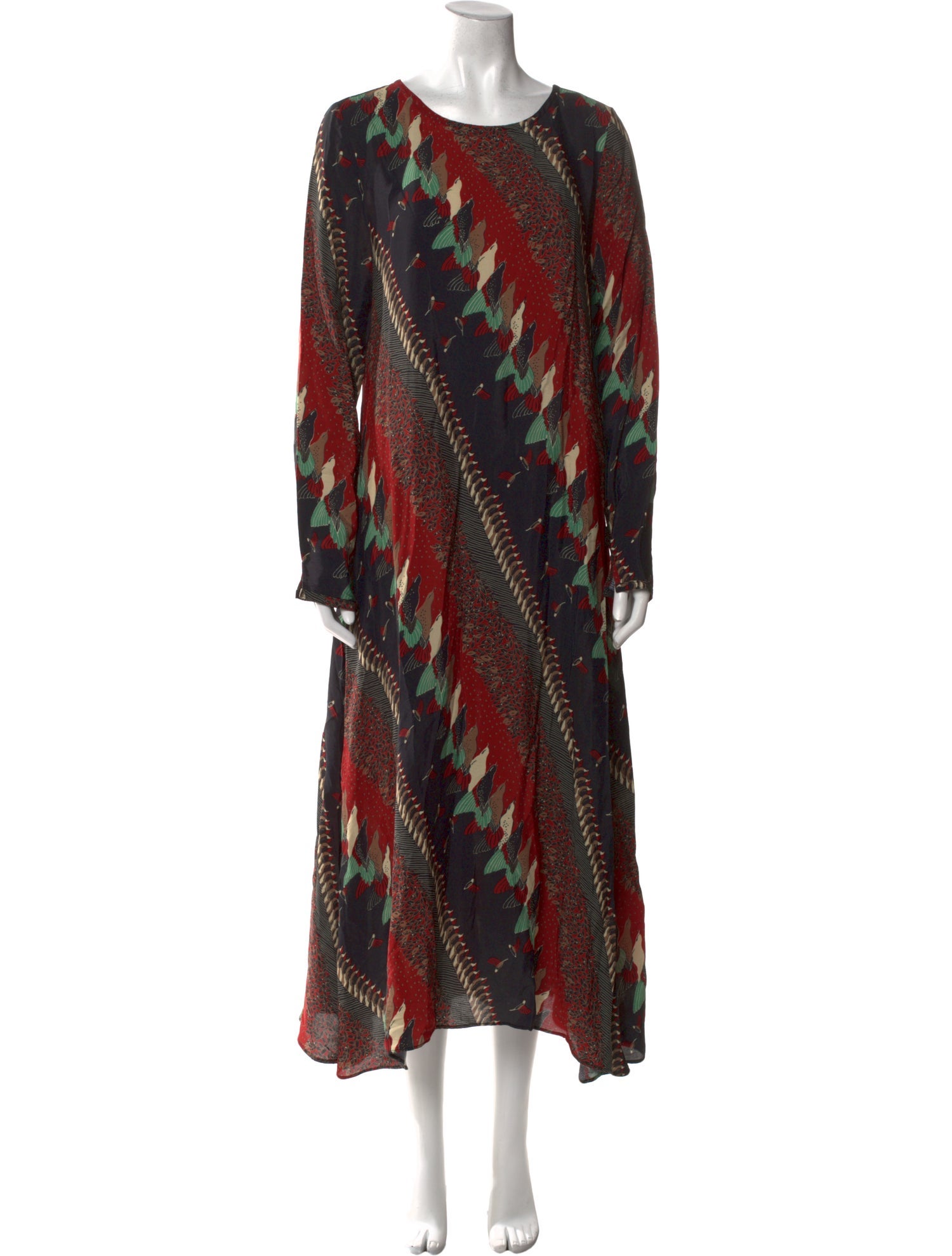 Warm Printed Midi Length Dress