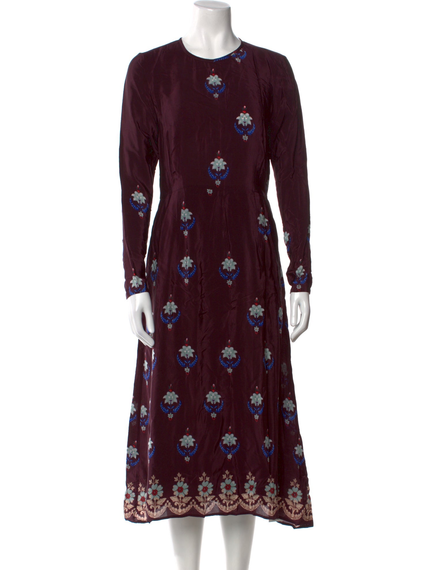 Warm Floral Print Midi Length Dress