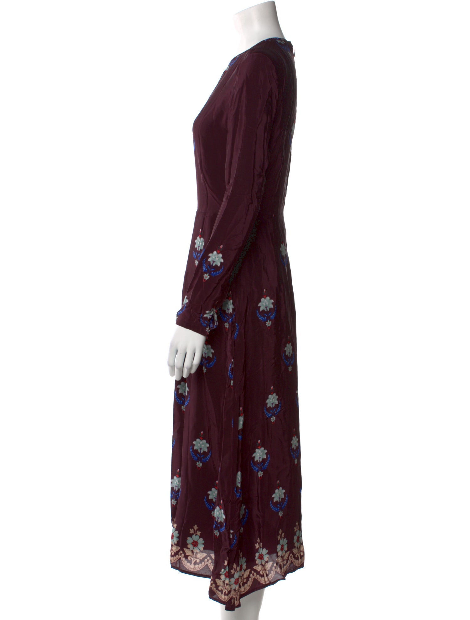 Warm Floral Print Midi Length Dress