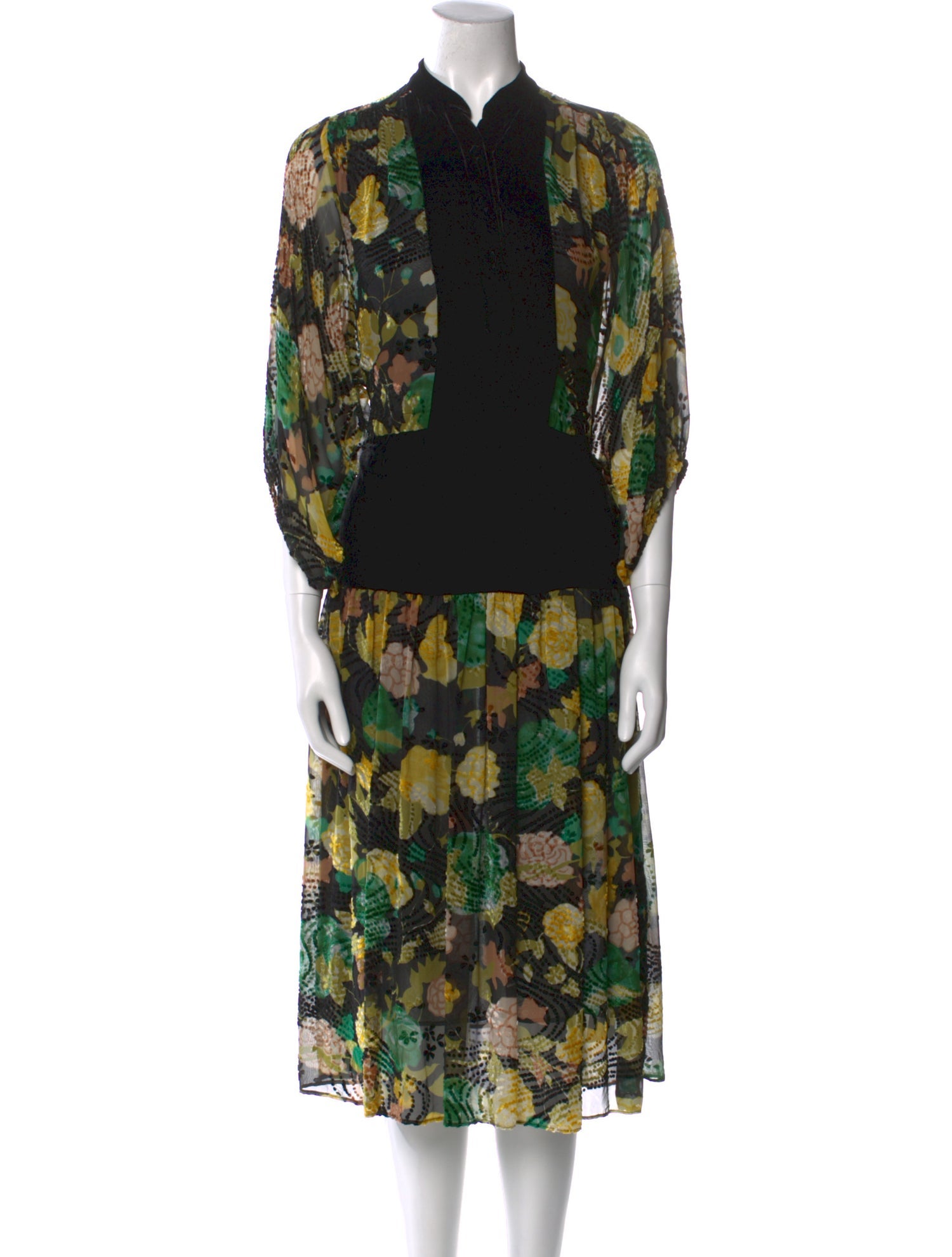 Warm Printed Midi Length Dress