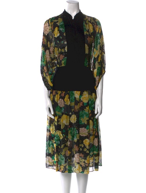 Warm Printed Midi Length Dress