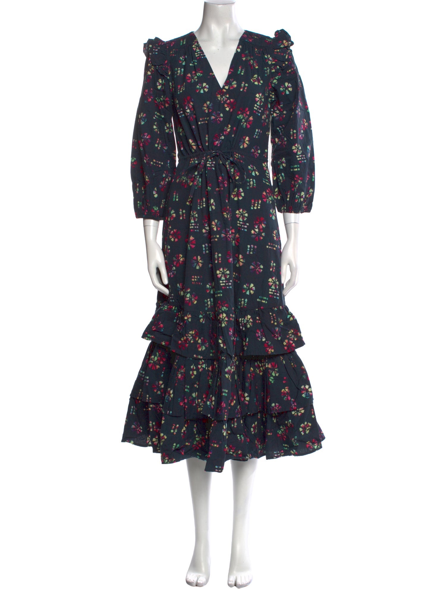 Warm Floral Print Long Dress w/ Tags