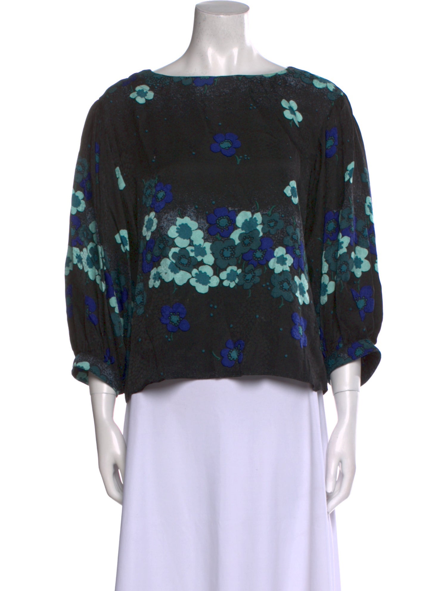 Warm Silk Floral Print Sweatshirt
