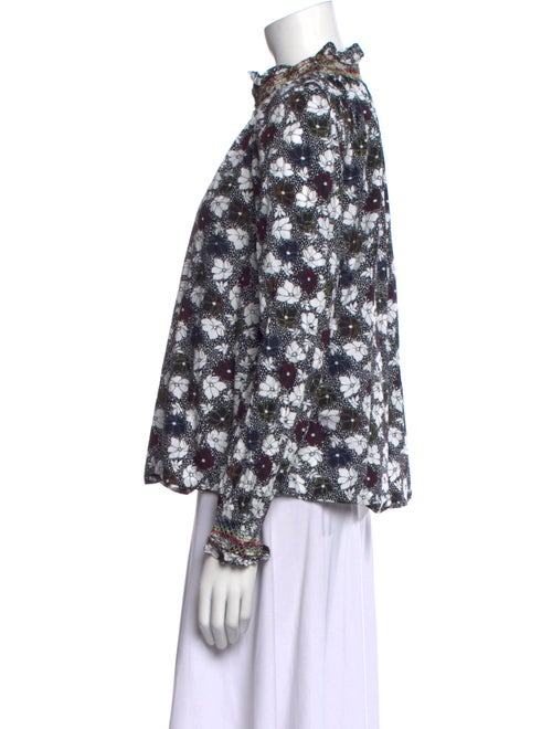 Warm Floral Print Mock Neck Blouse