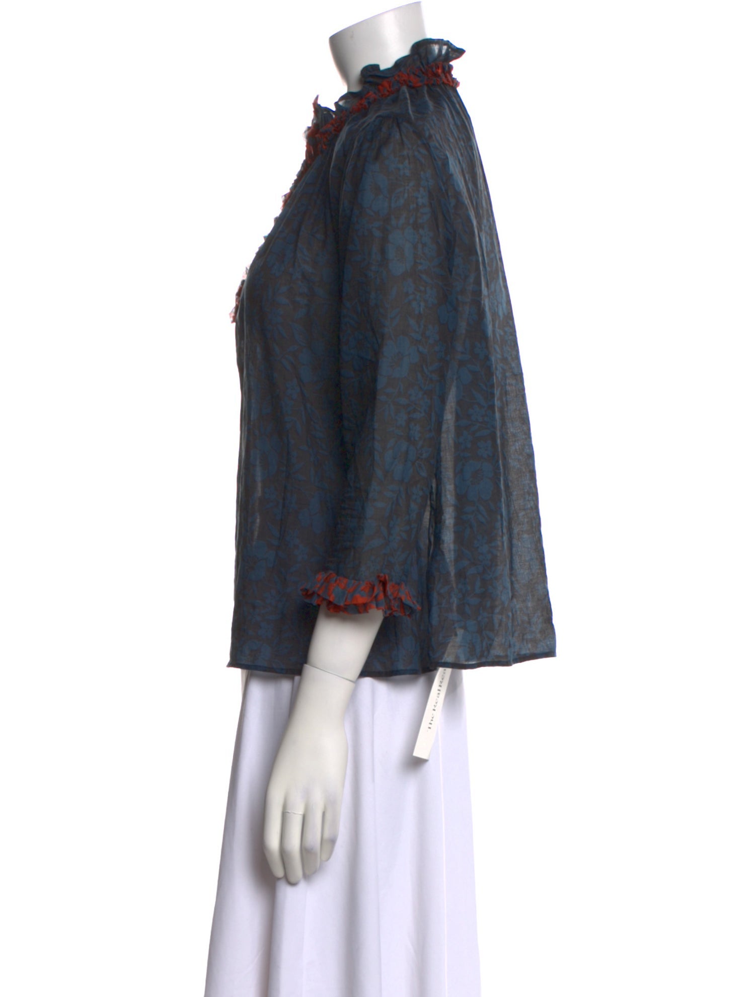 Warm Printed Mock Neck Blouse