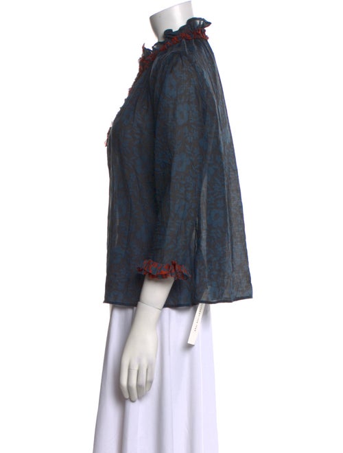 Warm Printed Mock Neck Blouse