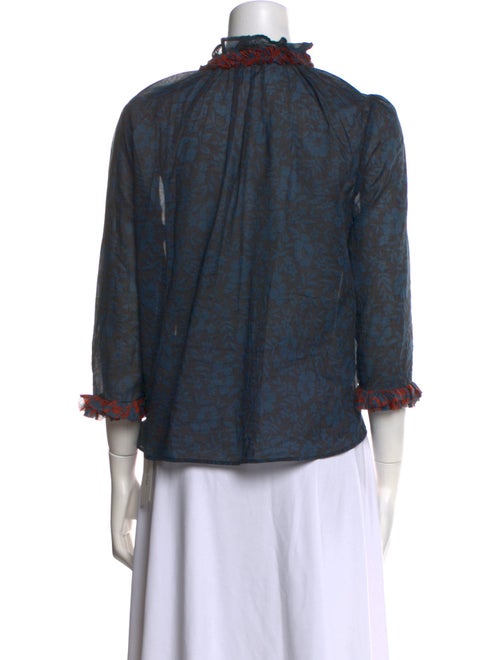 Warm Printed Mock Neck Blouse