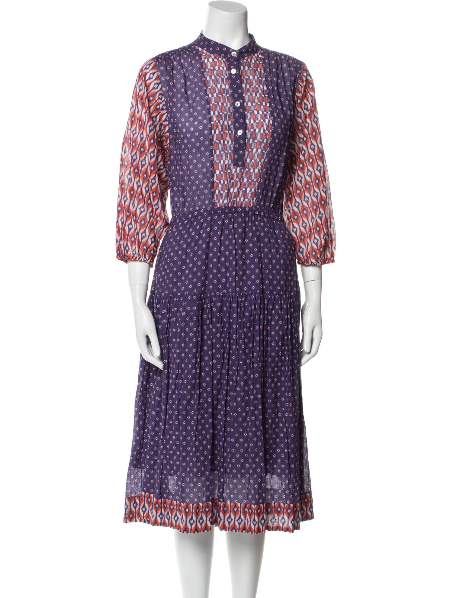 Warm Printed Midi Length Dress