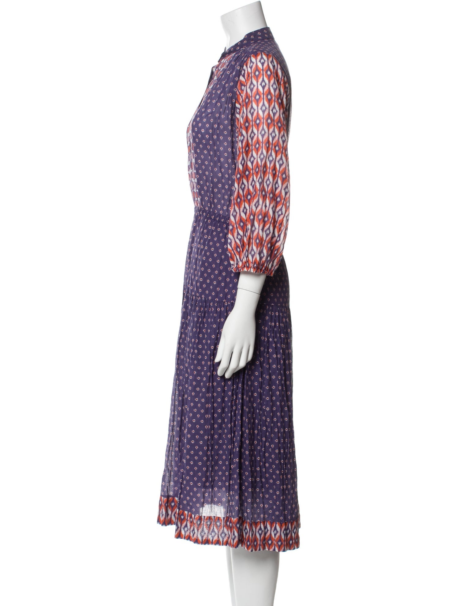 Warm Printed Midi Length Dress