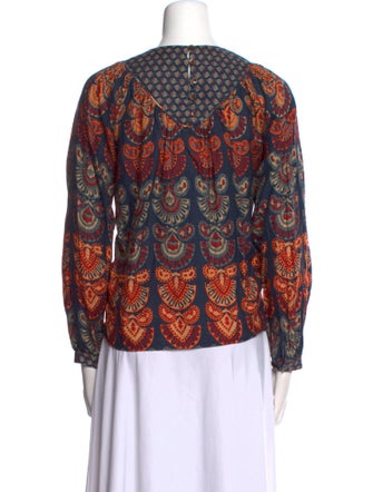 Warm Printed Crew Neck Blouse