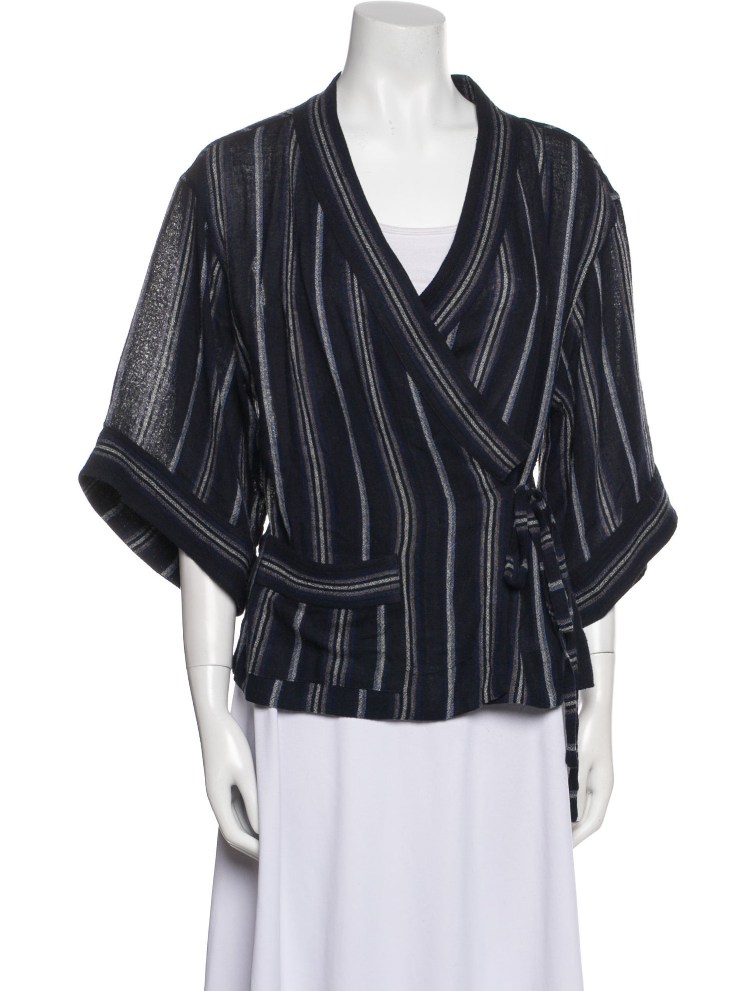 Warm Striped V-Neck Blouse