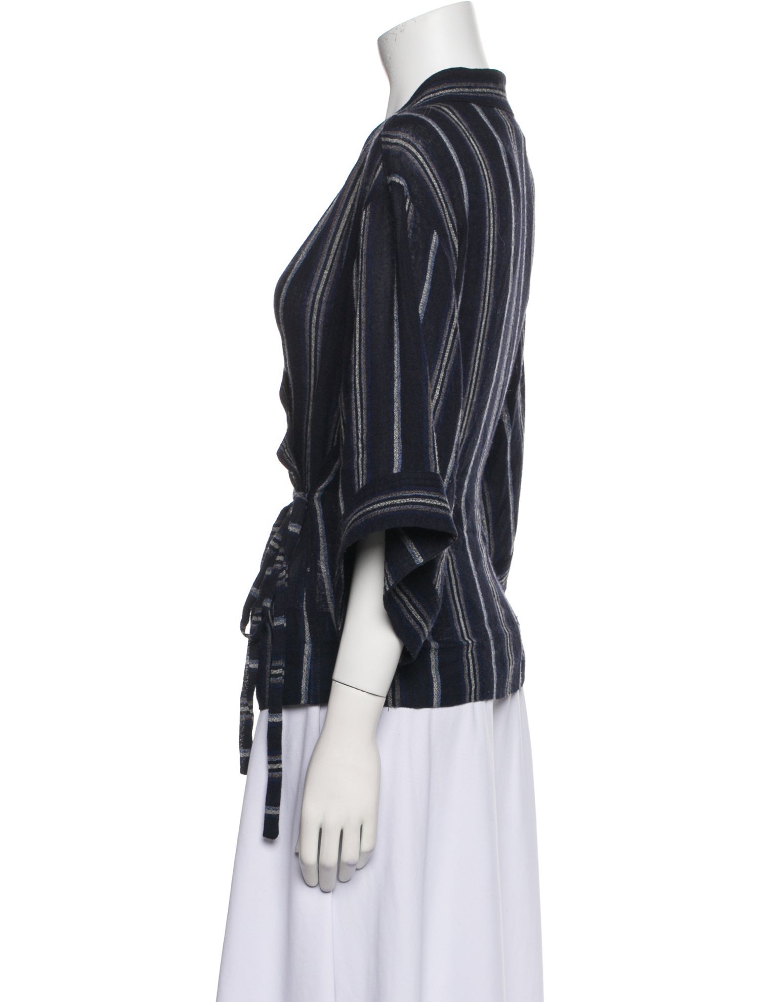 Warm Striped V-Neck Blouse