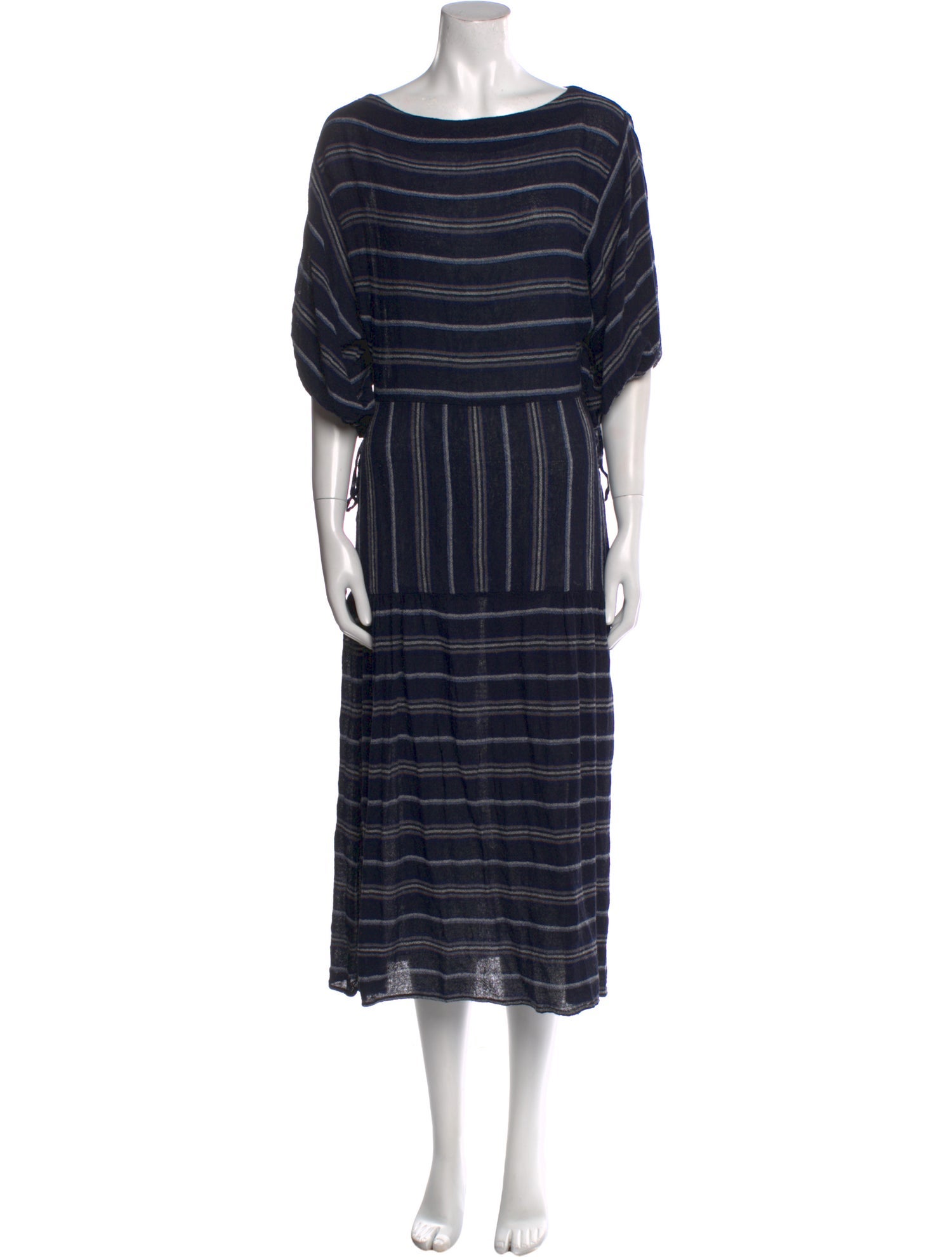 Warm Striped Midi Length Dress