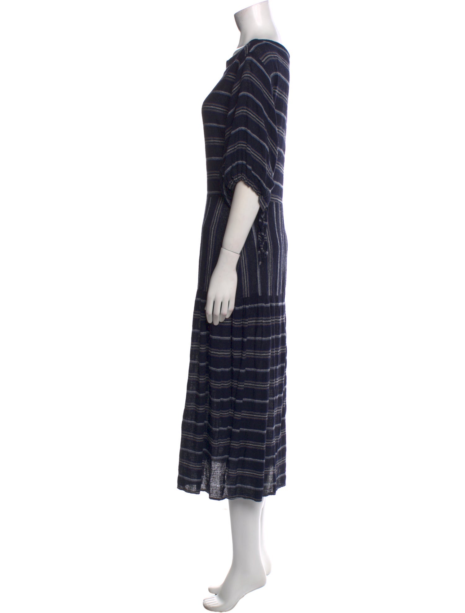 Warm Striped Midi Length Dress