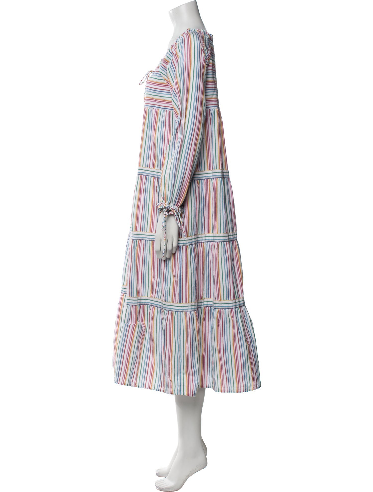 Warm Striped Midi Length Dress